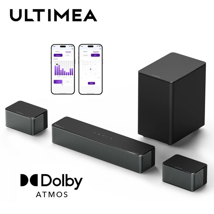 Barre de son ULTIMEA Poseidon M4T 5.1 canaux pour home cinéma avec Dolby Atmos, caisson de basses sans fil, enceintes su