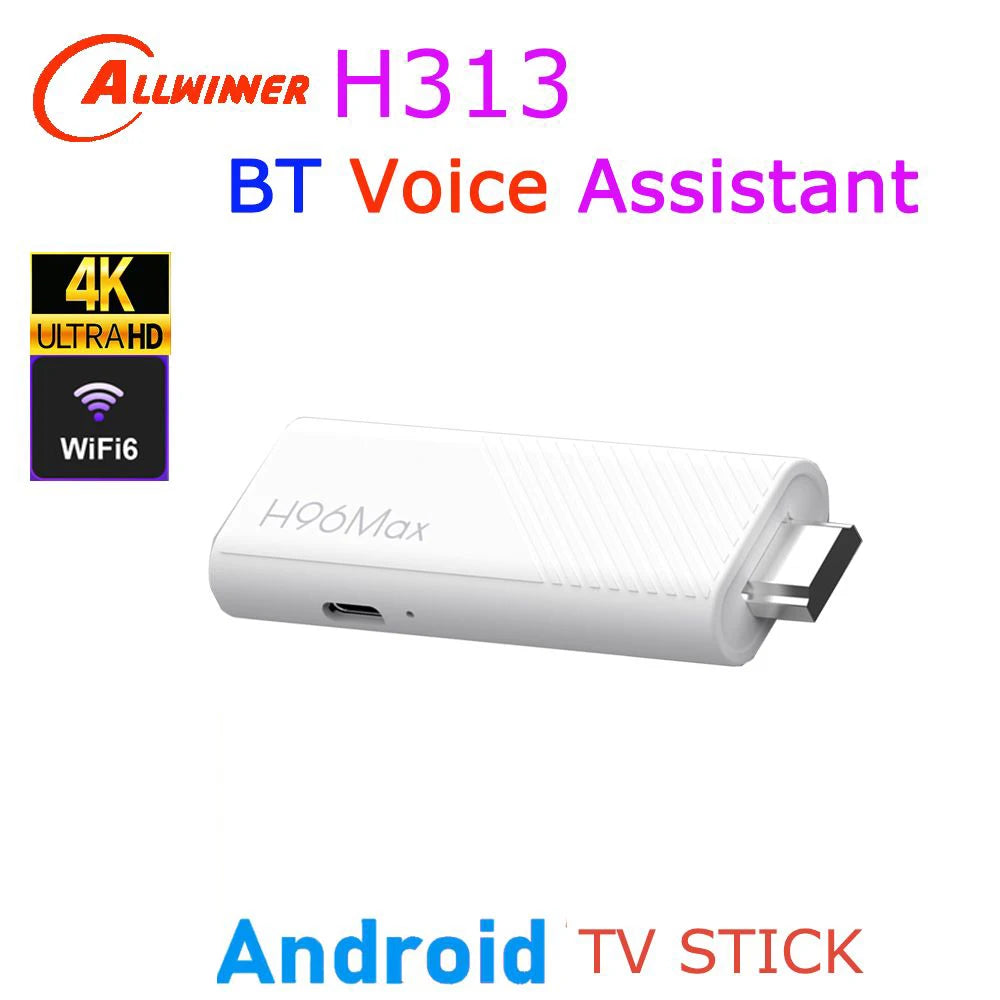 Android TV Stick H96 Max H313 Allwinner Quad Core 4K Wifi6 BT Assistant vocal télécommande lecteur multimédia boîtier de