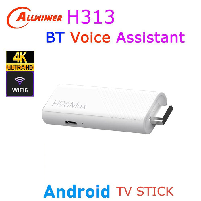 Android TV Stick H96 Max H313 Allwinner Quad Core 4K Wifi6 BT Assistant vocal télécommande lecteur multimédia boîtier de