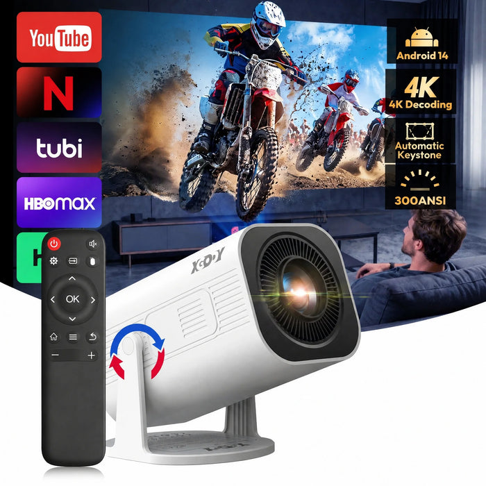 XGODY cardan 3 Pro projecteur 4K Wifi6 Android Mini projecteur 300 ANSI double WIFI BT5.4 1280*720P Home cinéma extérieu