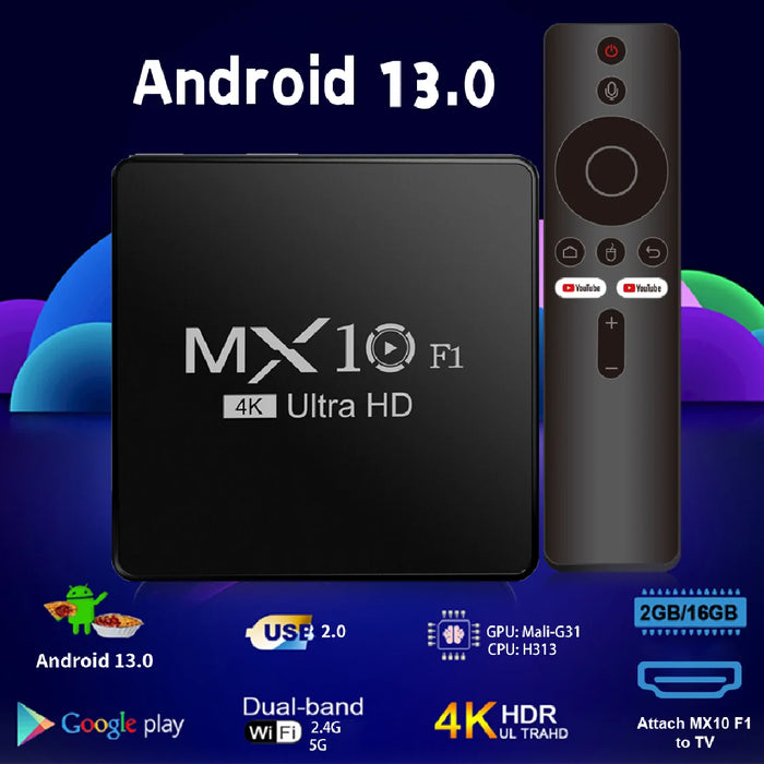 Smart TV Android Décodeur numérique Smart TV Box avec certification, Android 13, 4K, vente en gros, 2024, mx10 f1