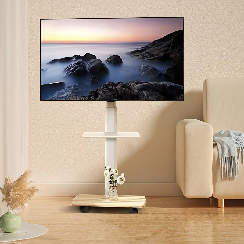 Meuble TV roulant au sol avec roulettes, chariot TV mobile pour téléviseurs de 26 à 75 pouces jusqu'à 99 lb, meuble TV a