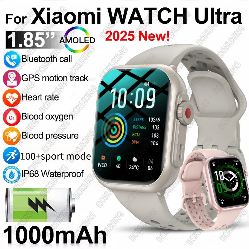 2025 nouveau pour Xiaomi montre intelligente hommes femmes 1.85 pouces HD AMOLED plein écran tactile IP68 étanche Blueto