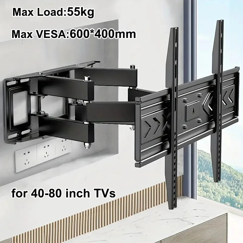 BEISHI Support de montage mural pour TV pour LED 40 à 80 pouces, LCD, téléviseurs plats et incurvés OLED avec double bra