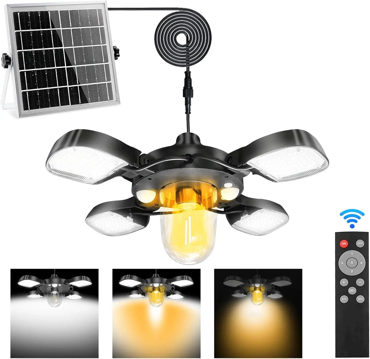 Lampe solaire extérieure pour abri de jardin, 192 LED, détecteur de mouvement, 5 modes, éclairage suspendu étanche pour