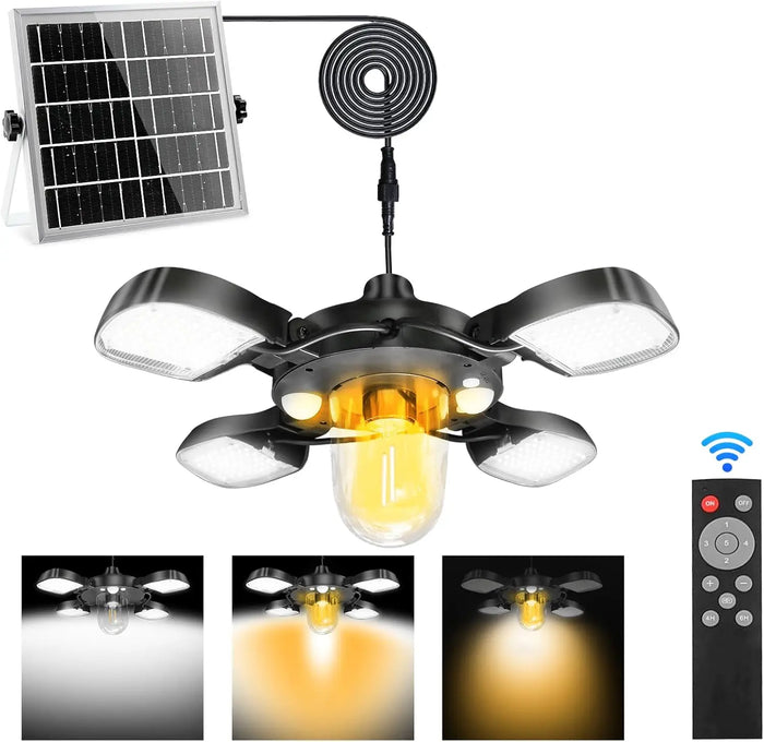 Lampe solaire extérieure pour abri de jardin, 192 LED, détecteur de mouvement, 5 modes, éclairage suspendu étanche pour