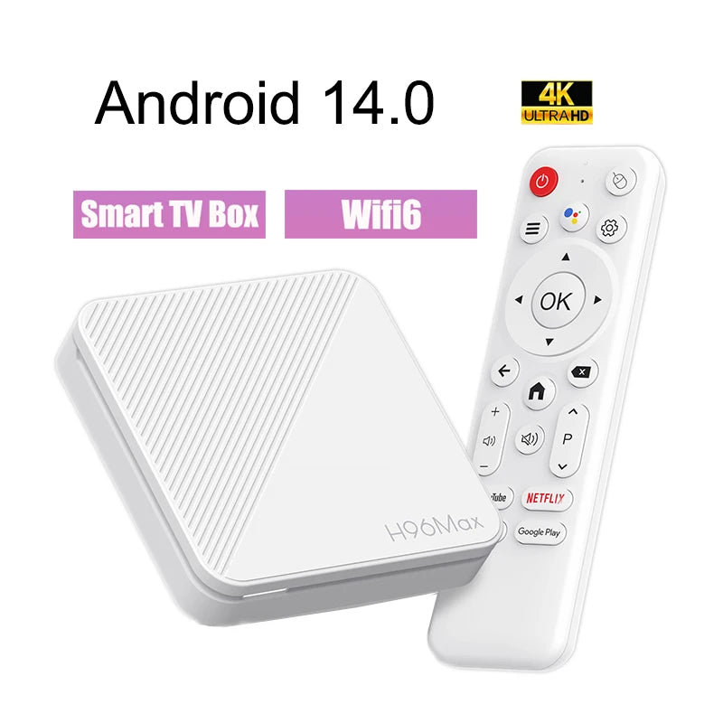 Boîtier TV intelligent H96 MAX H313 Android 14 Wifi6, décodeur, télécommande, Assistant vocal 4K, lecteur multimédia, bo