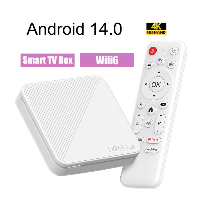 Boîtier TV intelligent H96 MAX H313 Android 14 Wifi6, décodeur, télécommande, Assistant vocal 4K, lecteur multimédia, bo