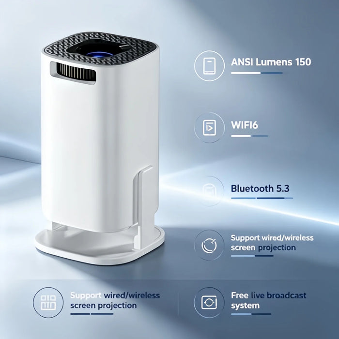 Mini-projecteur 2026 1080P portable pour home cinéma, avec mise en miroir sans fil et prise en charge Bluetooth 5.3 pour