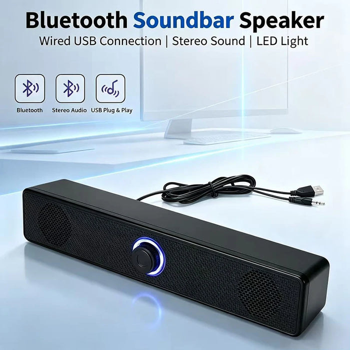 Barre de son Bluetooth filaire et sans fil pour ordinateur, PC, TV, ordinateur portable, système audio portable