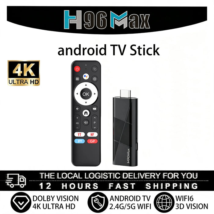 Nouveau H96 MAX RK3518 Android 14 TV Stick 4K Ultra HD WiFi Bluetooth Appareil de streaming portable pour home cinéma