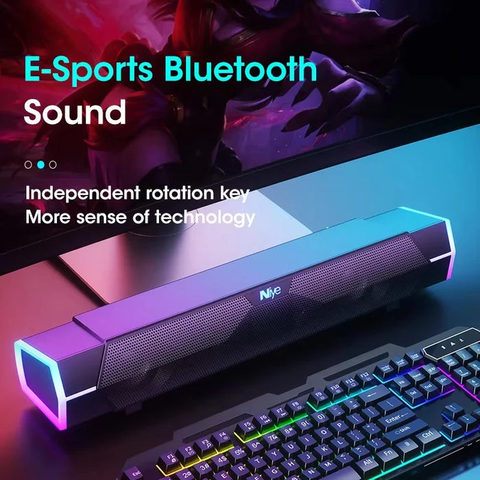 Barre de son pour ordinateur avec Bluetooth 5.0 et filaire, son surround 4D stéréo et caisson de basses pour ordinateur