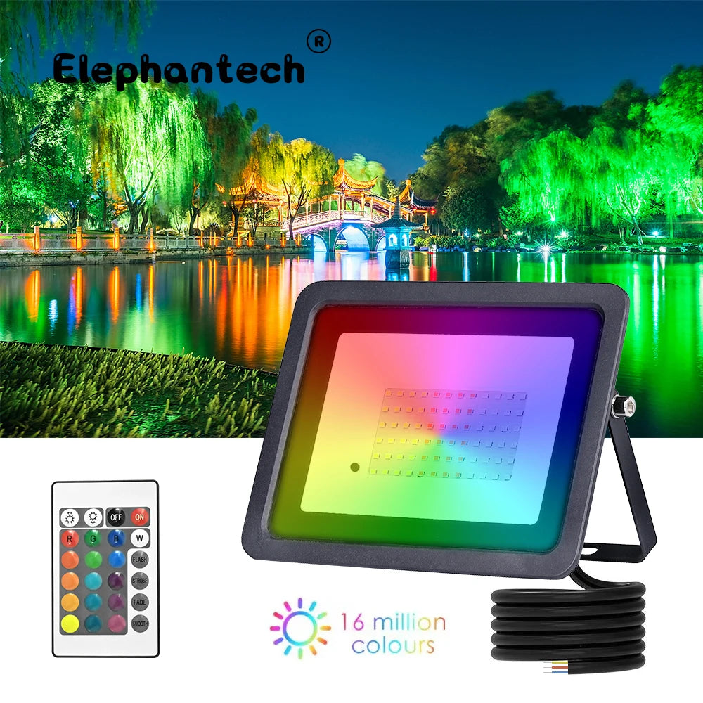 Projecteur LED RGB 20W 30W 50W 100W lumières LED RGB IP68 projecteur LED étanche 110V / 220V projecteur de noël extérieu