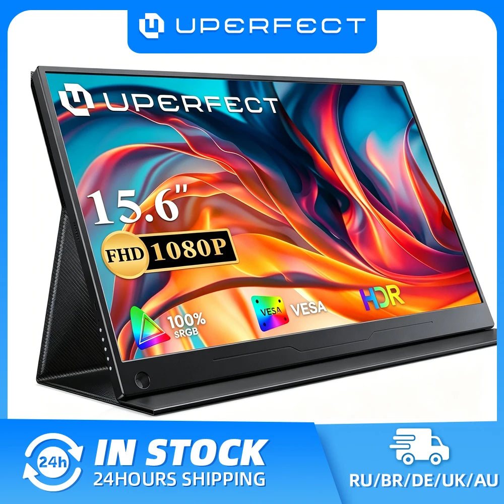 UPERFECT Écran portable 15,6'' 1080P FHD USB C HDMI Écran d'ordinateur HDR Eye Care Écran externe avec Smart Cover pour