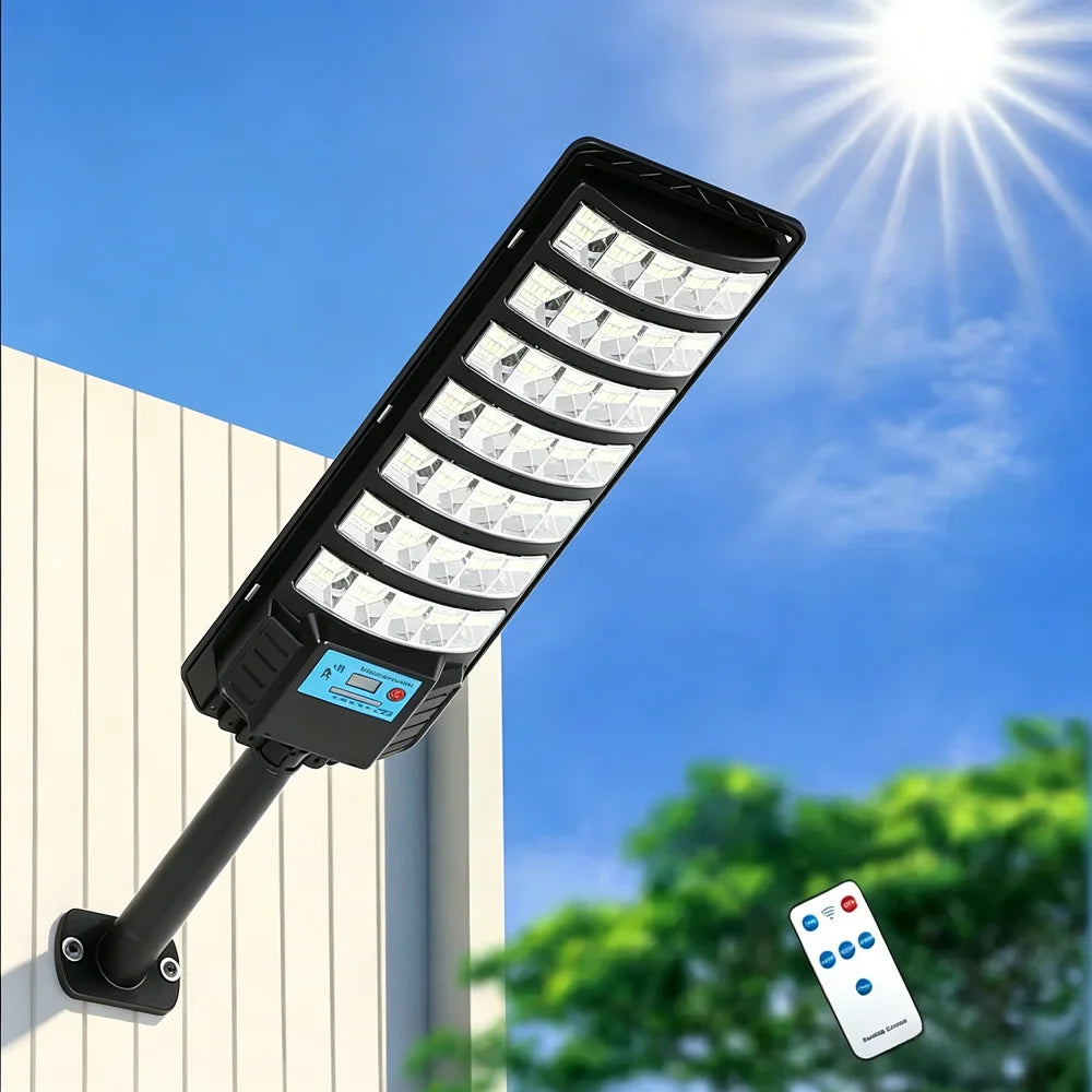Lampes solaires de rue, lampes solaires LED étanches pour extérieur avec détecteur de mouvement, éclairage solaire pour
