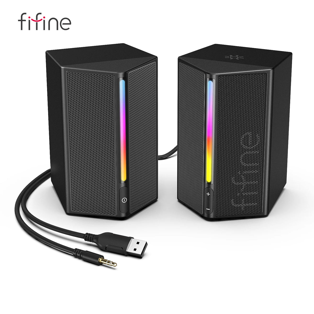 FIFINE – boîte de son de jeu avec son Surround stéréo, haut-parleur USB RGB avec contrôle Vol pour PC, ordinateur, PS4/5