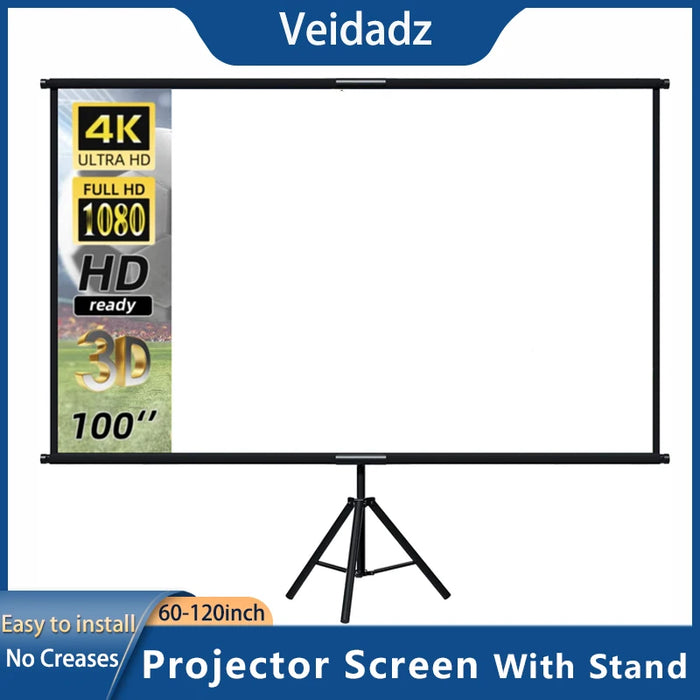 VEIDADZ écran de projecteur avec support pliable blanc moins de plis 60 84 100 120 pouces écran Double face souple Home