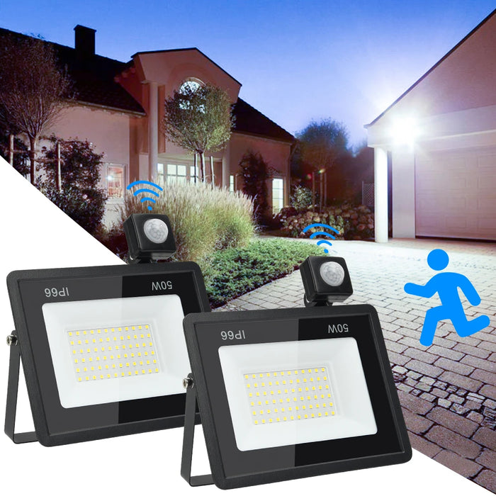 Éclairage LED PIR capteur de mouvement lumière 50W blanc froid projecteur LED extérieur étanche projecteur extérieur pou