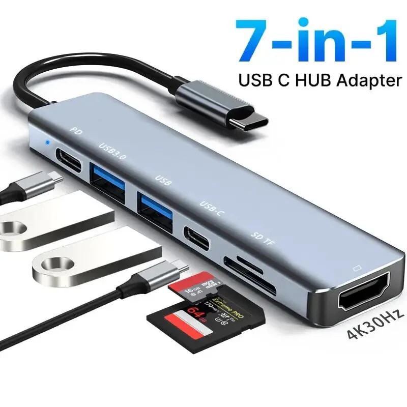 Hub USB-C 7-en-1 en aluminium