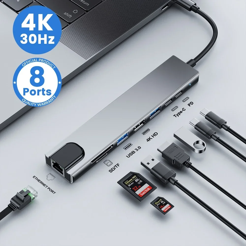 Hub USB-C 8-en-1 — HDMI 4K